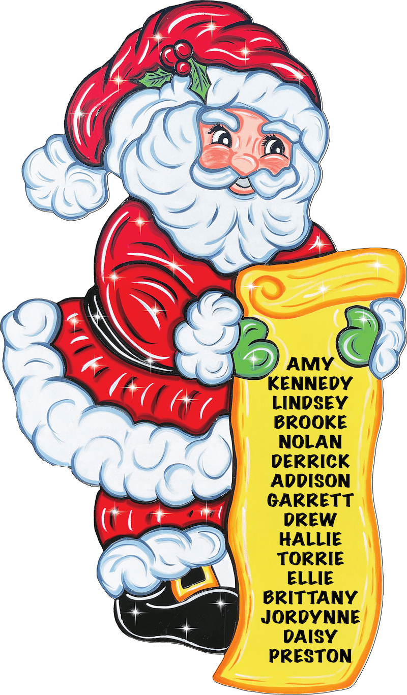 Santa with a Personalized List Christmas Yard Art