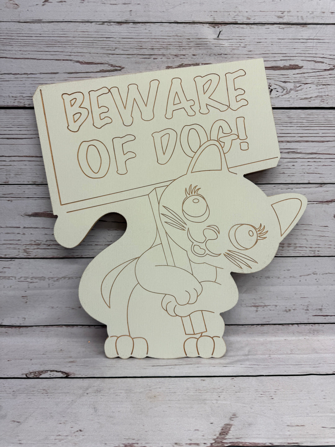 Kitty with Beware of Dog Outdoor Decoration