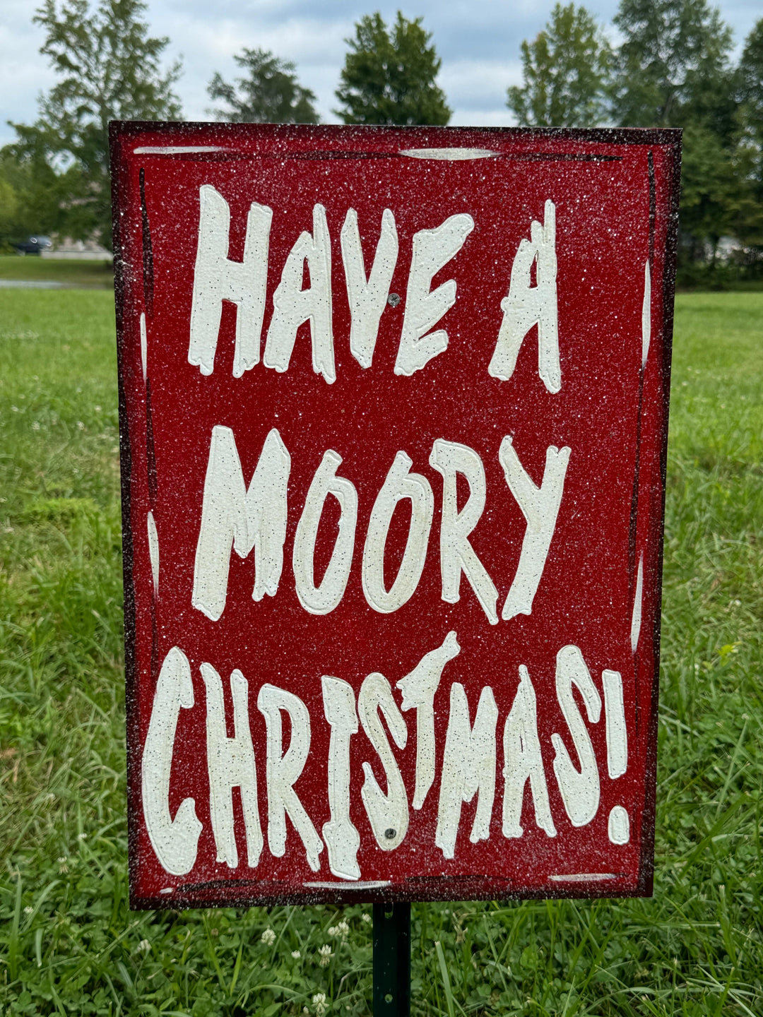 2PC Have a Moory Christmas Cow Paint a Sign Set Yard Art Decoration