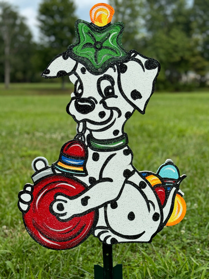 Christmas Dog with Ornaments Yard Art Decoration