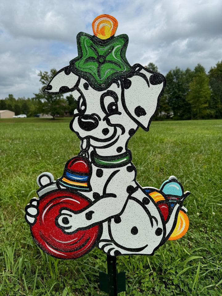 Christmas Dog with Ornaments Yard Art Decoration