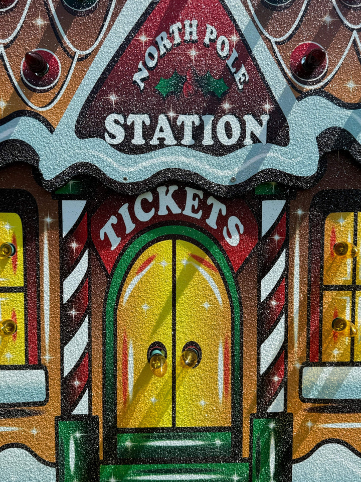 Lighted Ginger Bread Train Station Yard Art