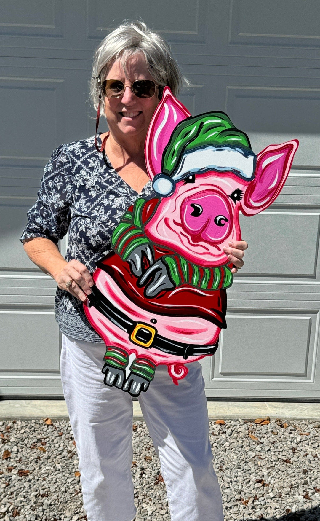 Christmas Pig Yard Art Decoration