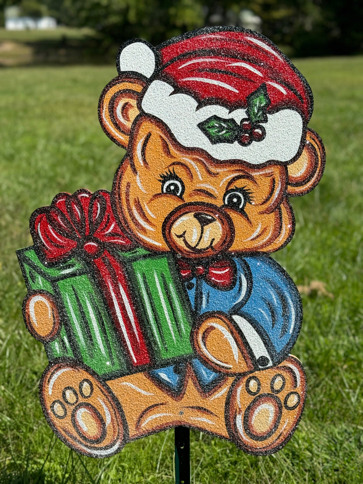 Christmas Bear Holding A Present DIY Blank