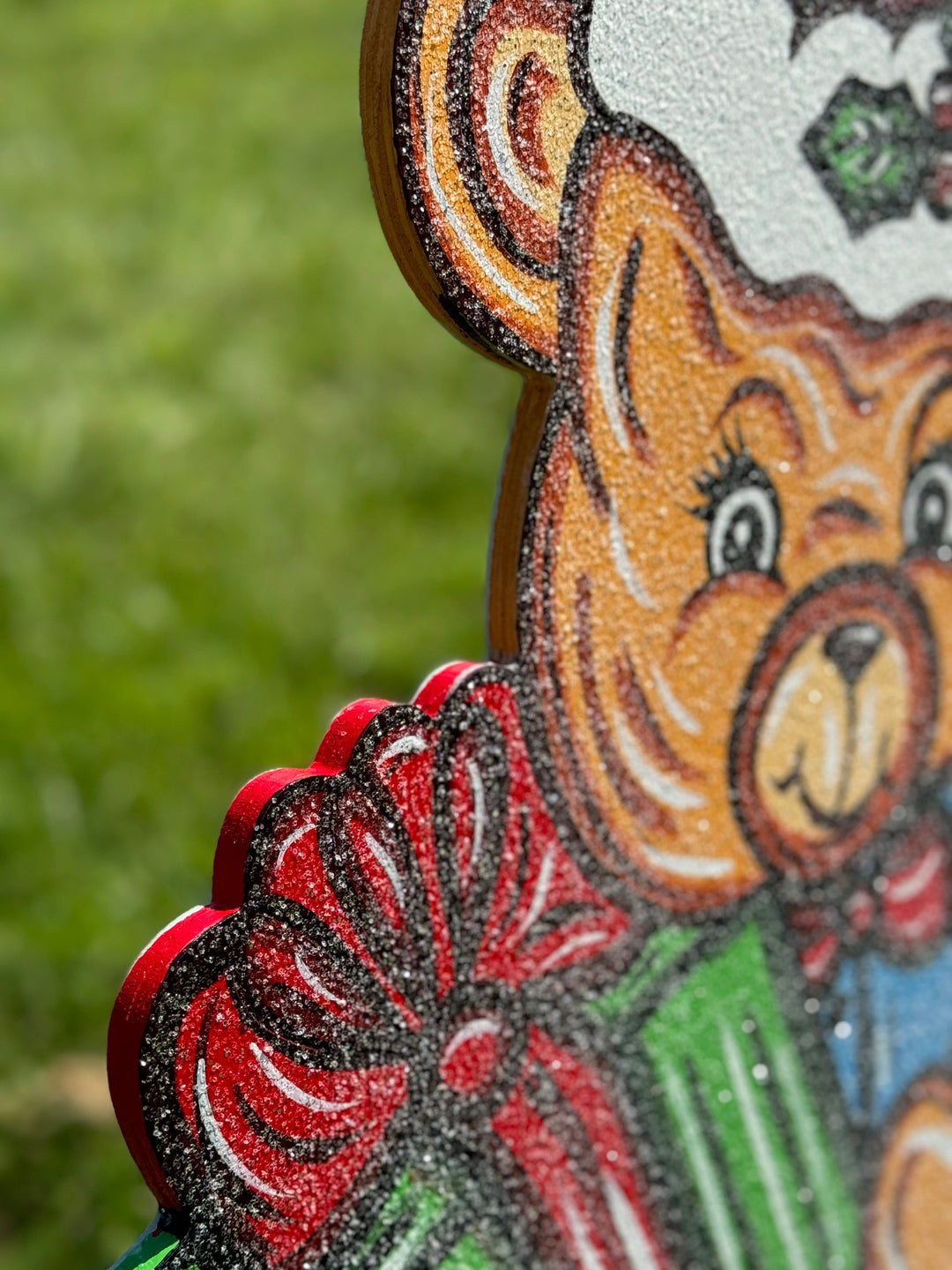 Christmas Bear with Present Yard Art Decoration