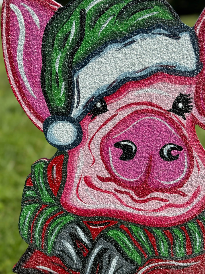 Christmas Pig Yard Art Decoration