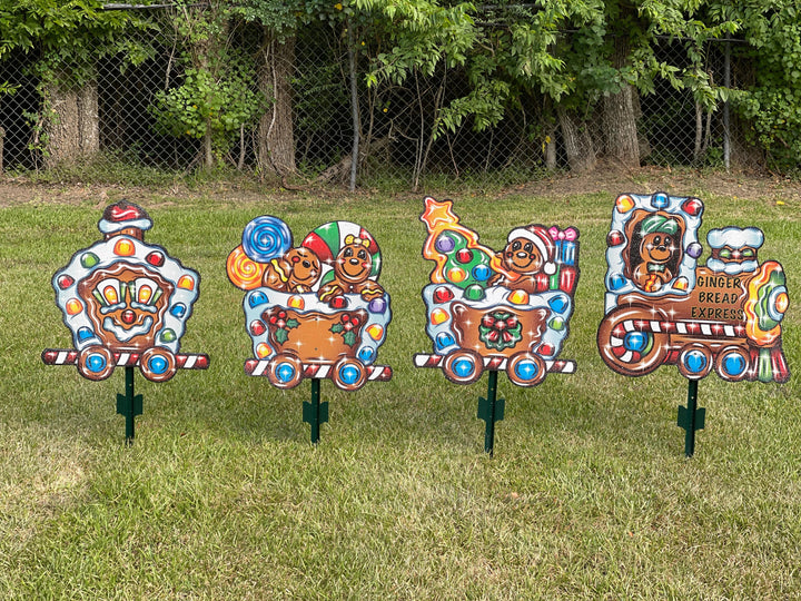 Christmas Gingerbread Train yard art sign