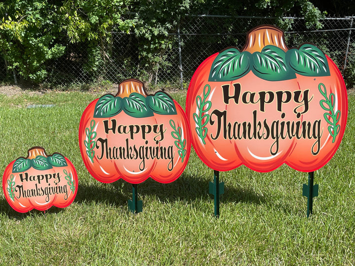 Happy Thanksgiving Fall pumpkin yard art decoration