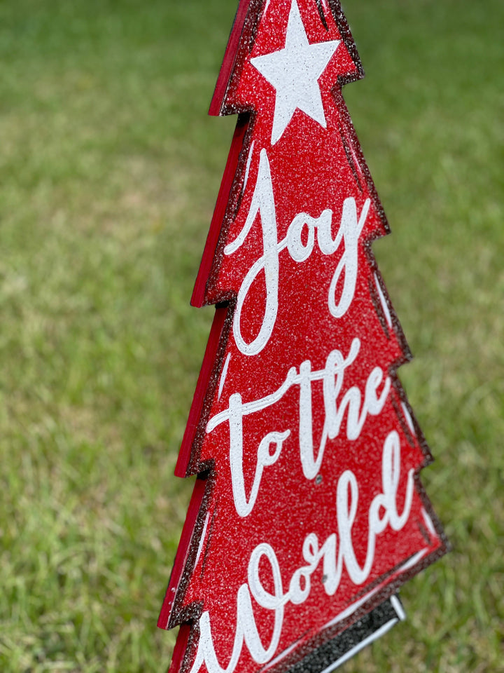 Joy to the World Christmas Tree Yard Art