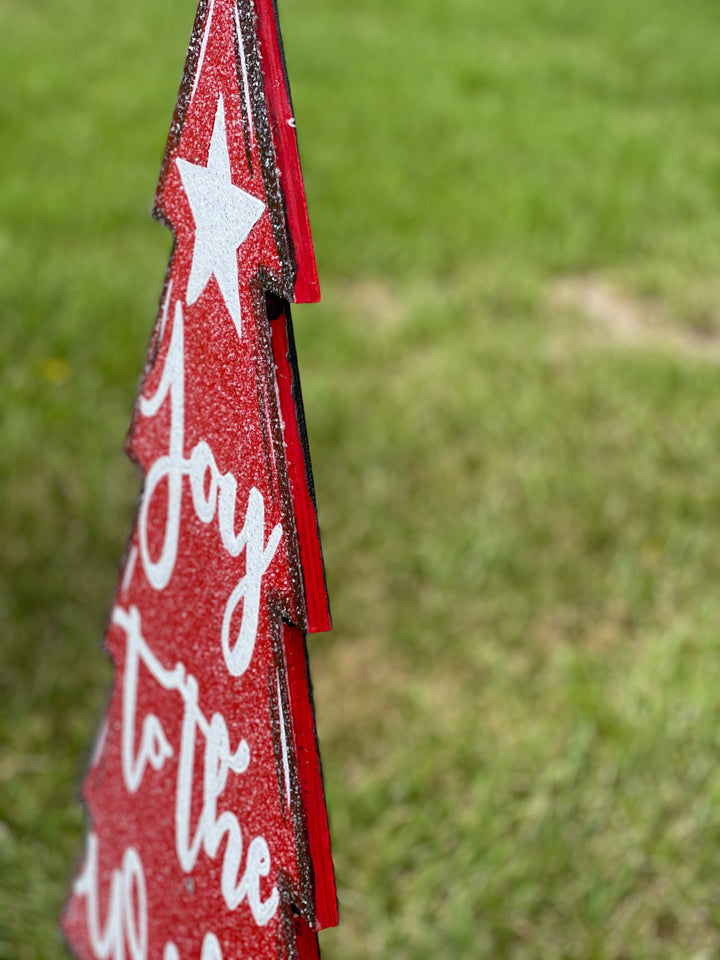 Joy to the World Christmas Tree Yard Art