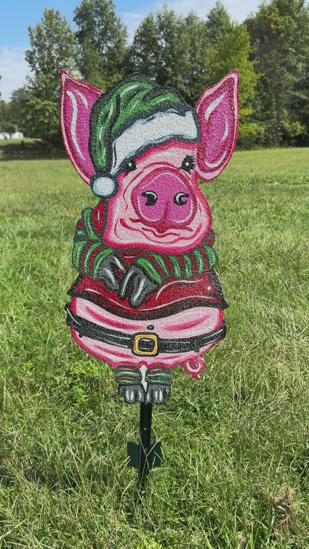 Christmas Pig Yard Art Decoration