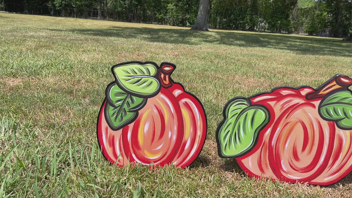 Pumpkin with leaves on the top left Halloween Yard Art