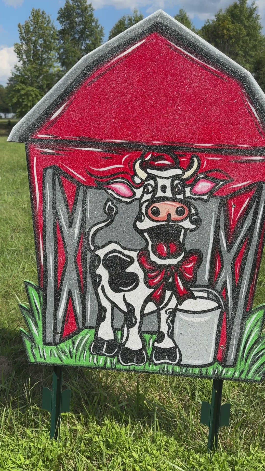 Christmas Cow Barn Outdoor Decor