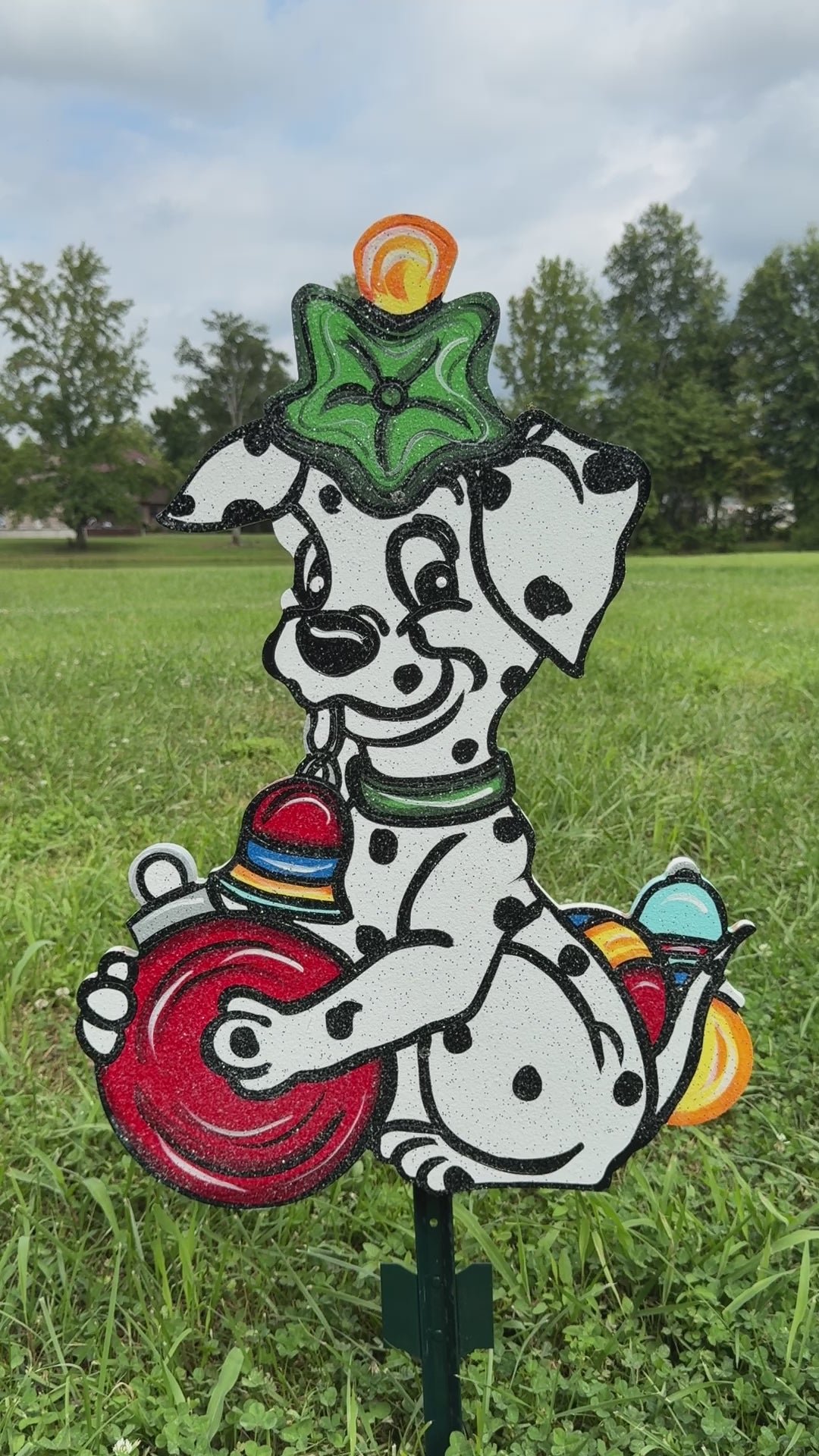 Christmas Dog with Ornaments Yard Art Decoration