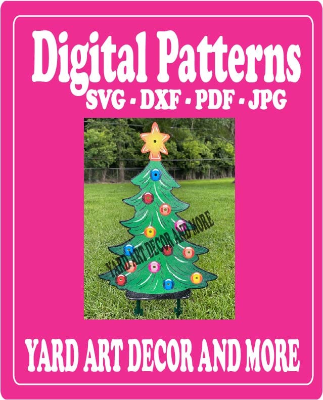 Christmas Traditional Lighted Christmas Tree Yard Art Digital Template