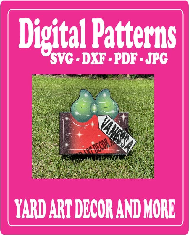 Christmas Traditional Present with Tag Yard Art Digital Template