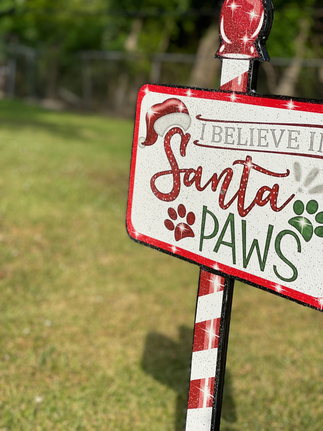 Christmas Santa Paws Sign Yard Art Decoration