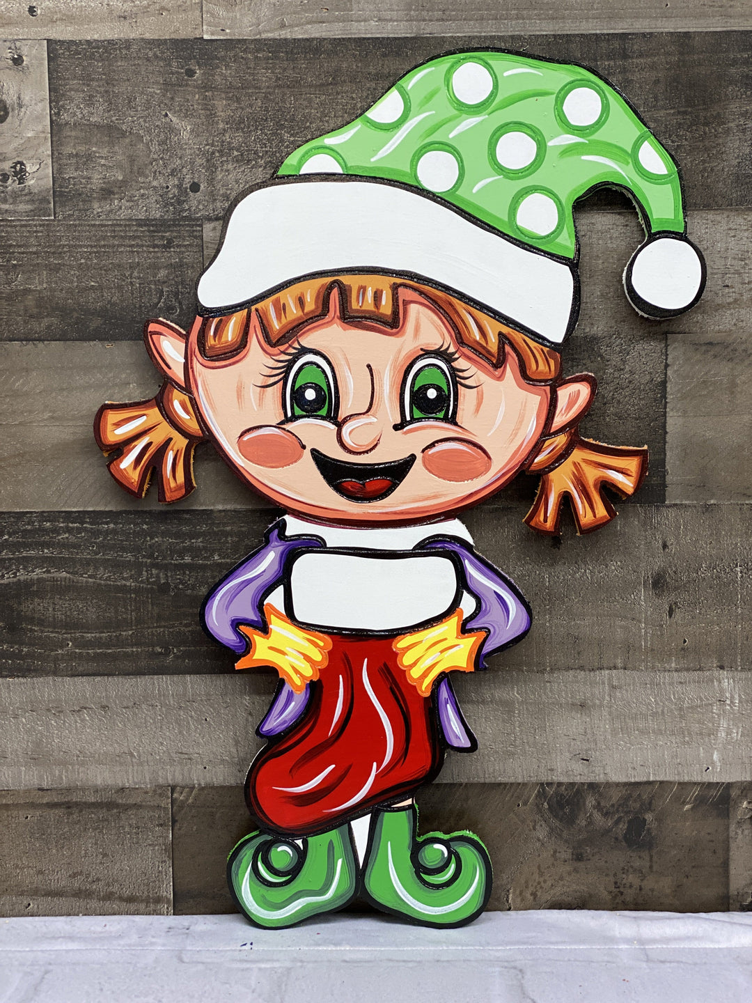 Christmas Yard Art Girl Elf with Stocking Blank Ready to be painted by you