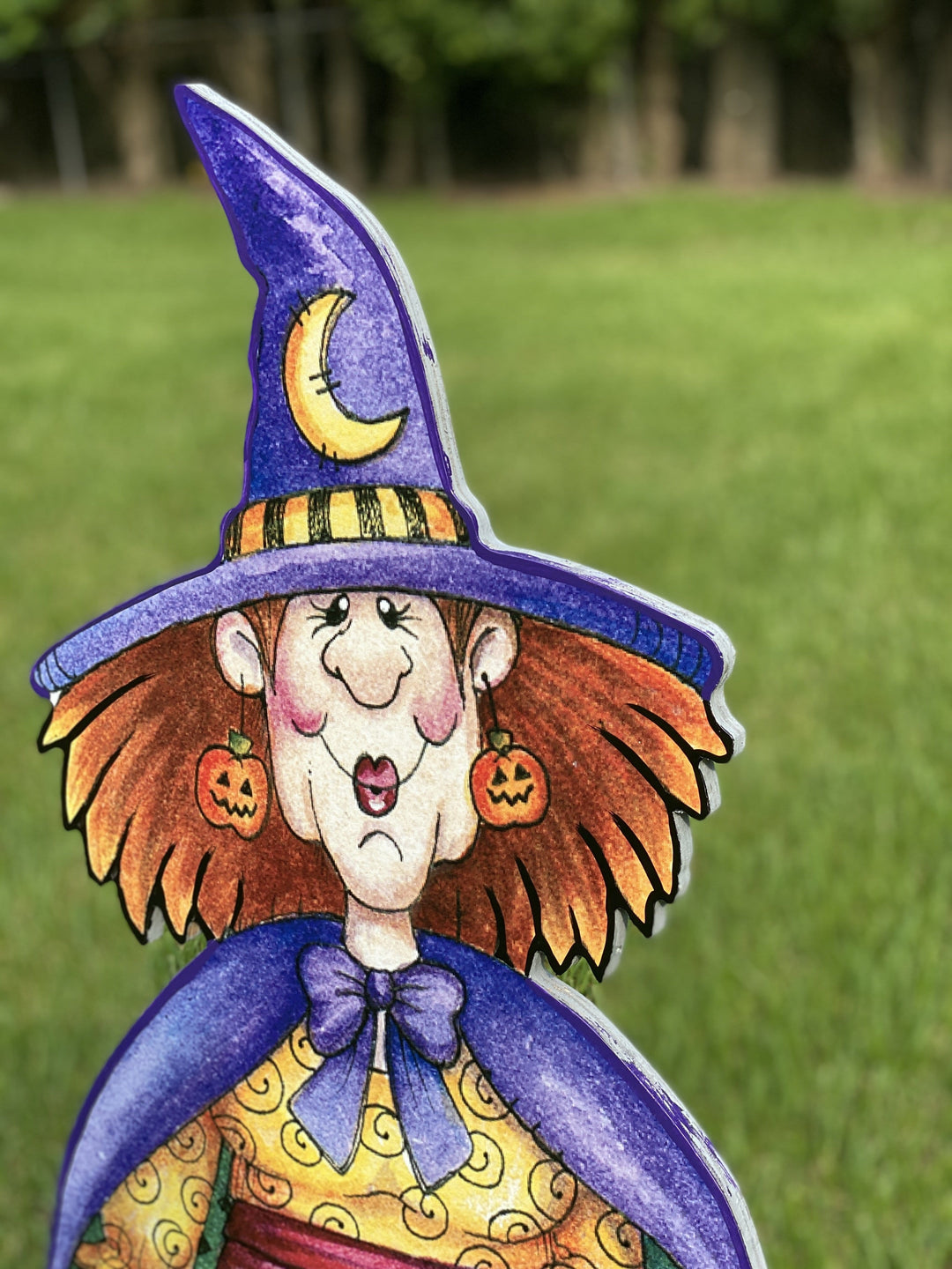 Red Head Witch Halloween yard art