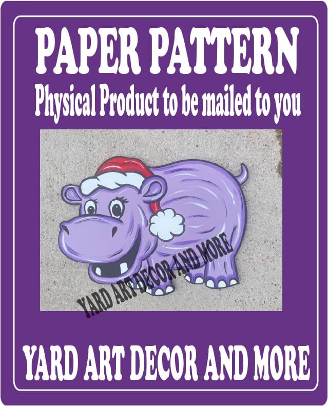 Christmas Purple Hippo Yard Art Paper Pattern