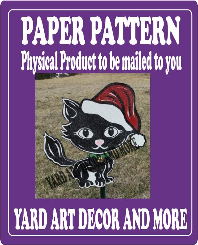 Christmas Kitty with Santa Hat Yard Art Paper Pattern