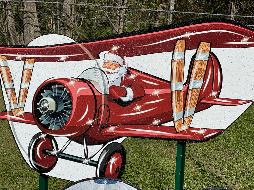 Santa flying an Airplane Christmas Outdoor Decor