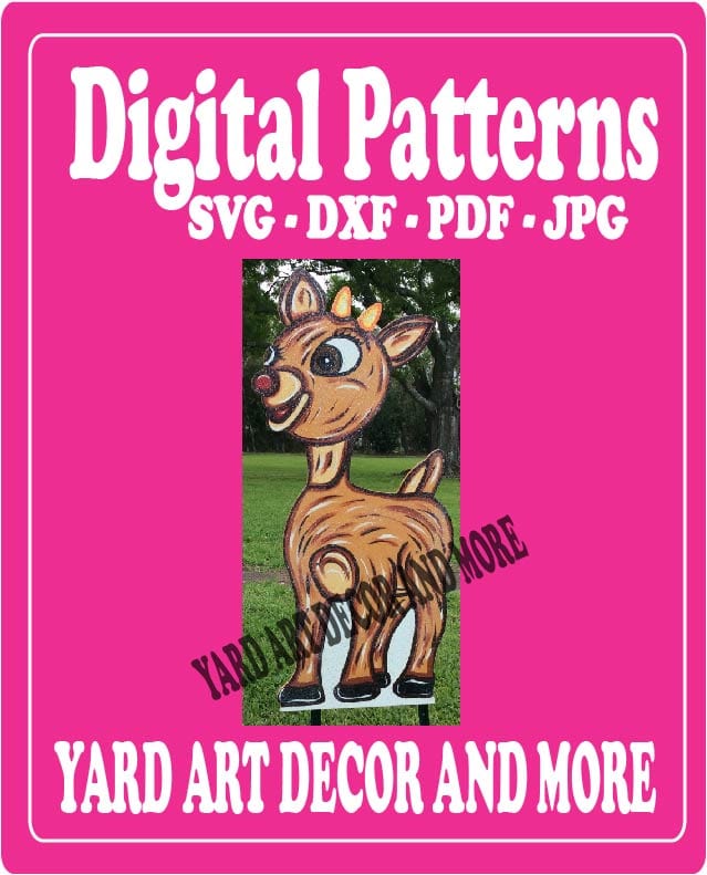 Christmas Rudolph Reindeer Clarissa's Partner Yard Art - SVG - DXF - PDF - JPG Files