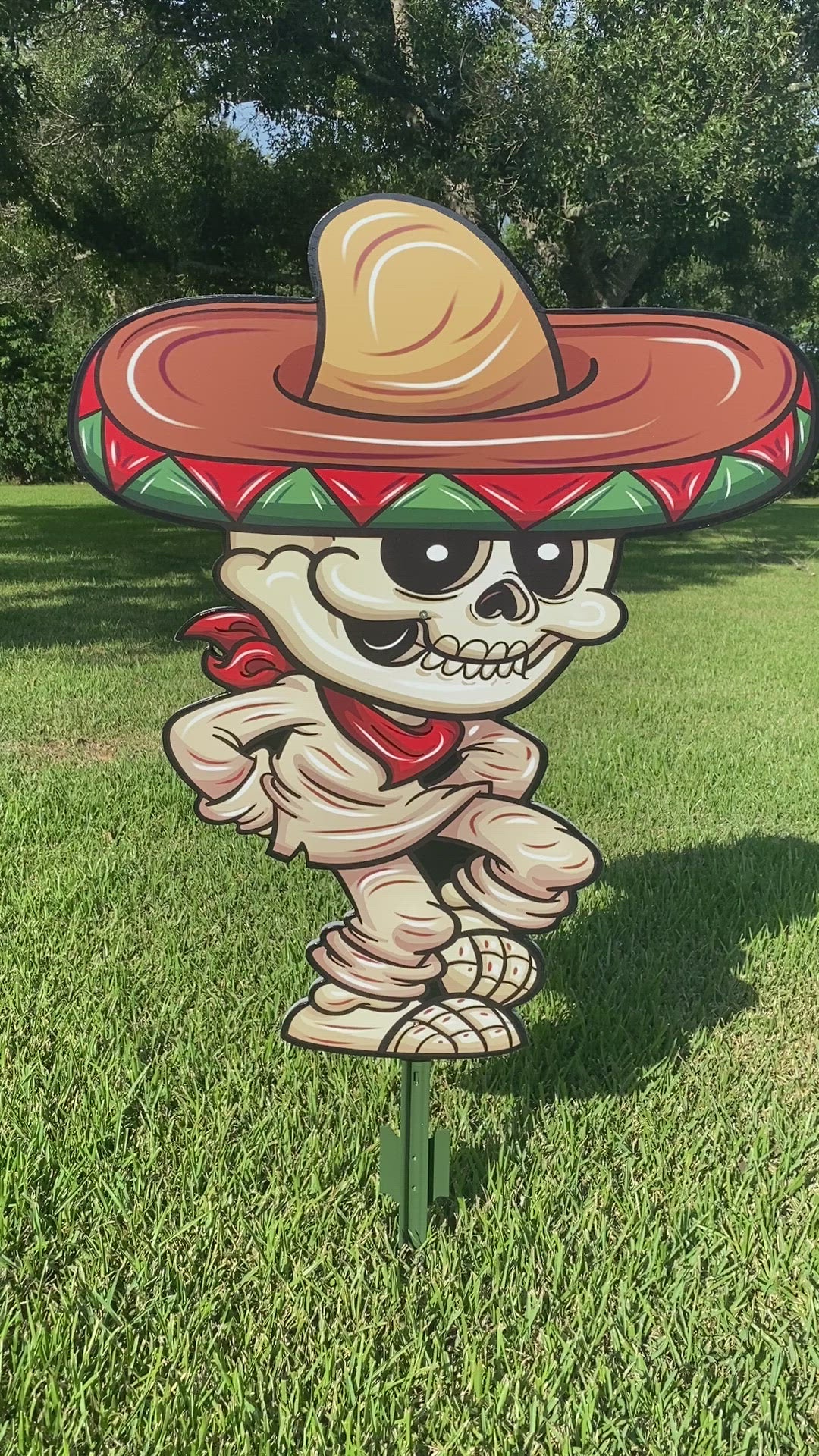 Dia de los Muertos Dancing Skeleton Wears Sombrero Halloween Yard Decor