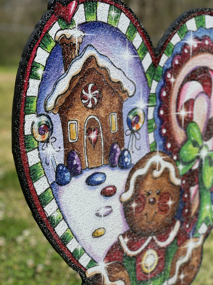 Christmas Gingerbread Heart Yard Sign