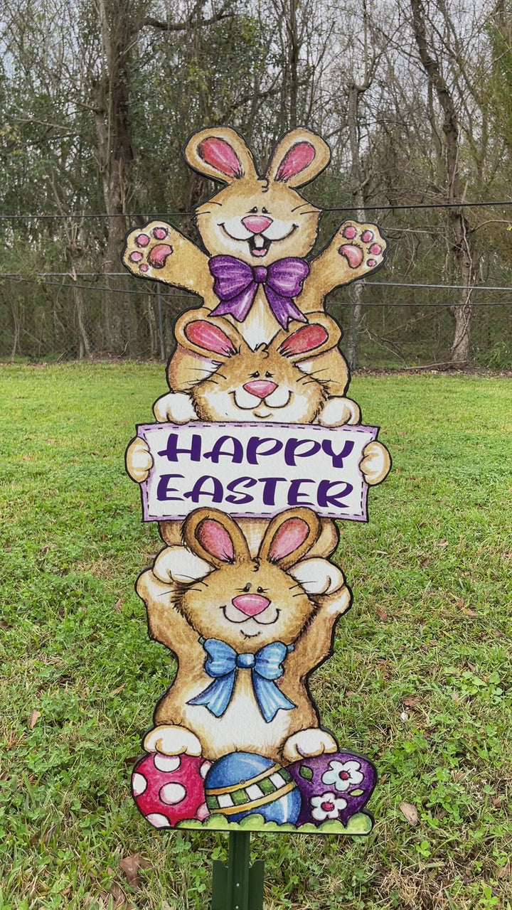 Happy Easter Stack of Bunnies Outdoor Decoration