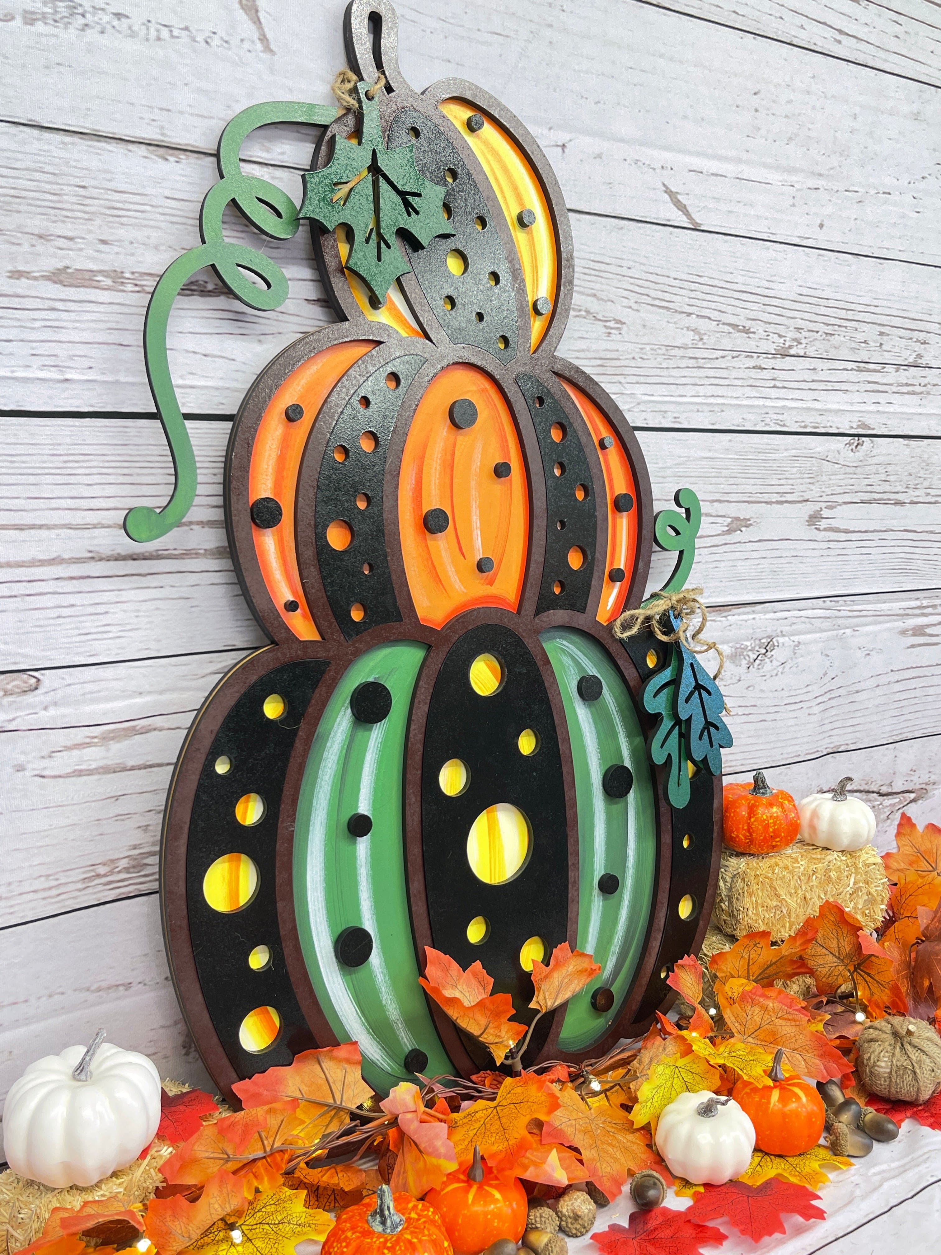 High quality Triple stacked pumpkin door hanger