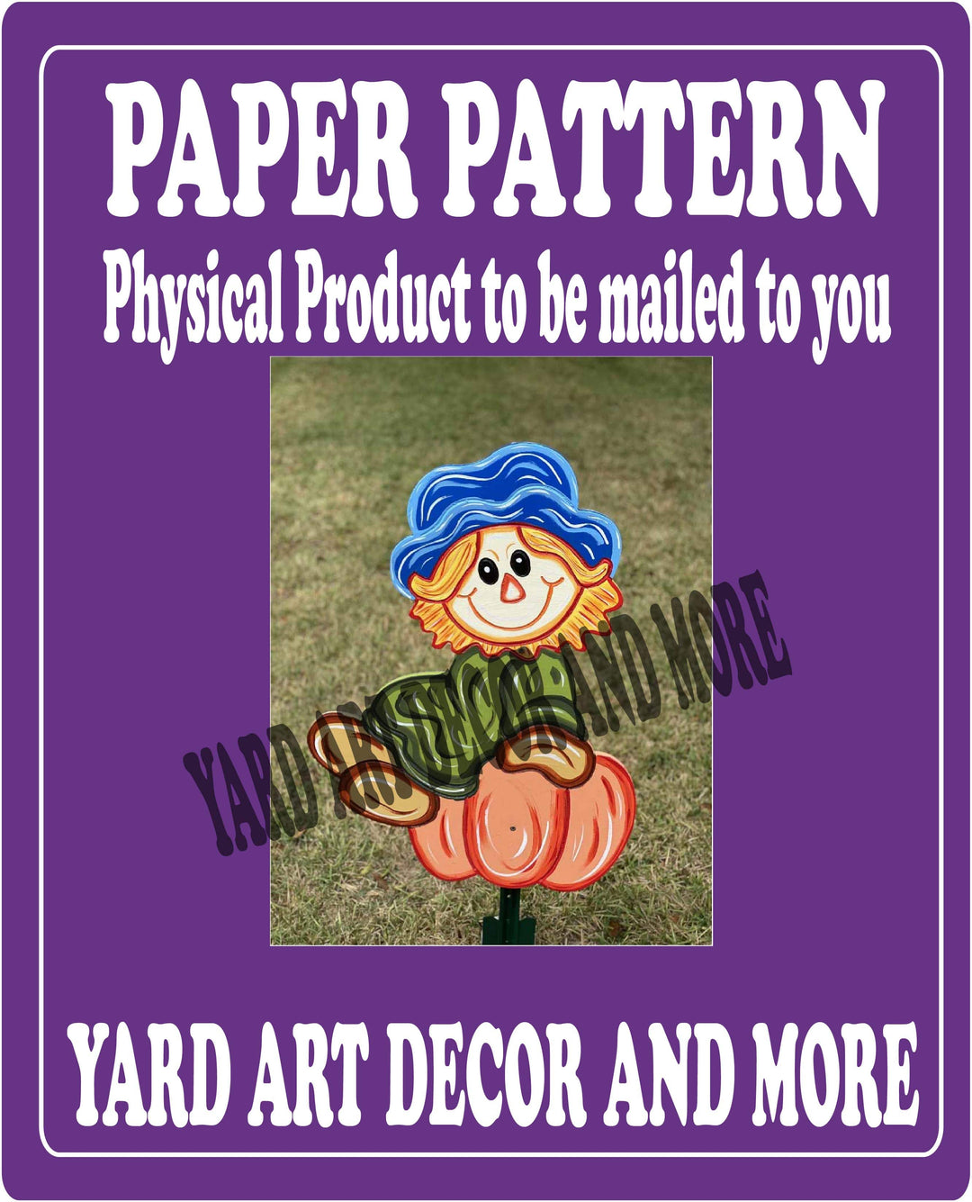 Fall Scarecrow Sits on Pumpkin Yard Decoration Paper Pattern