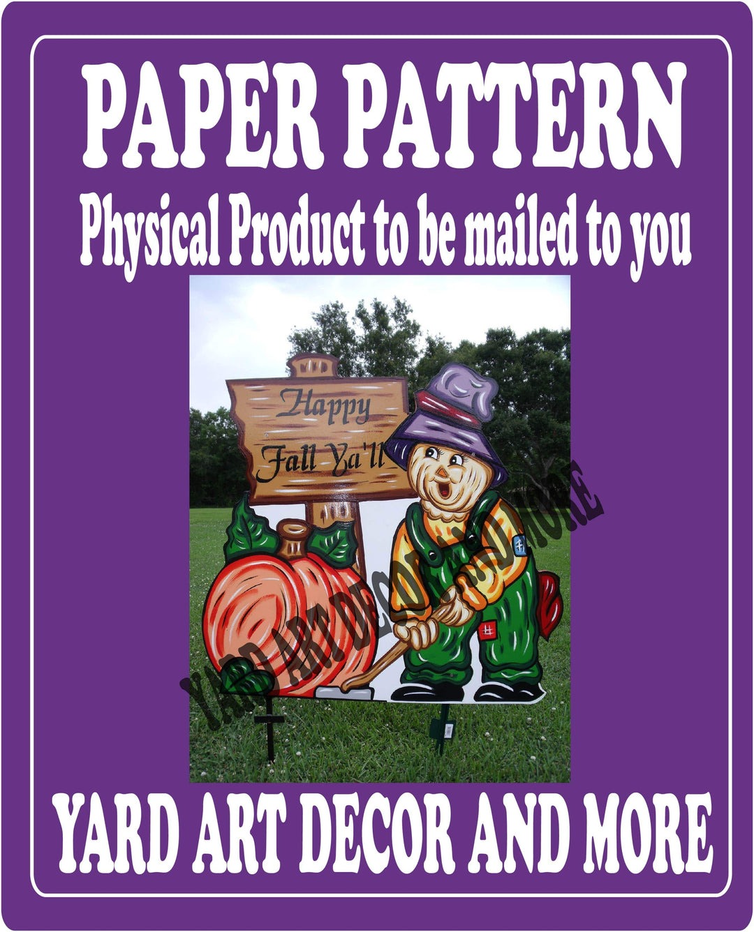 HALLOWEEN SCARECROW WITH PUMPKIN YARD DECOR PAPER PATTERN