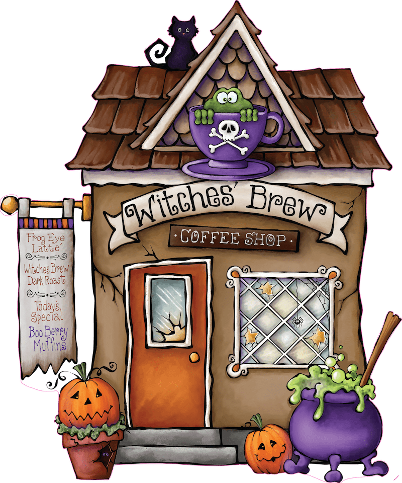 Witches' Brew Coffee Shop Halloween yard art