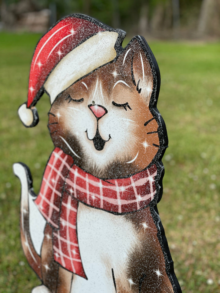 Christmas Singing Kitty Cat Yard Decoration