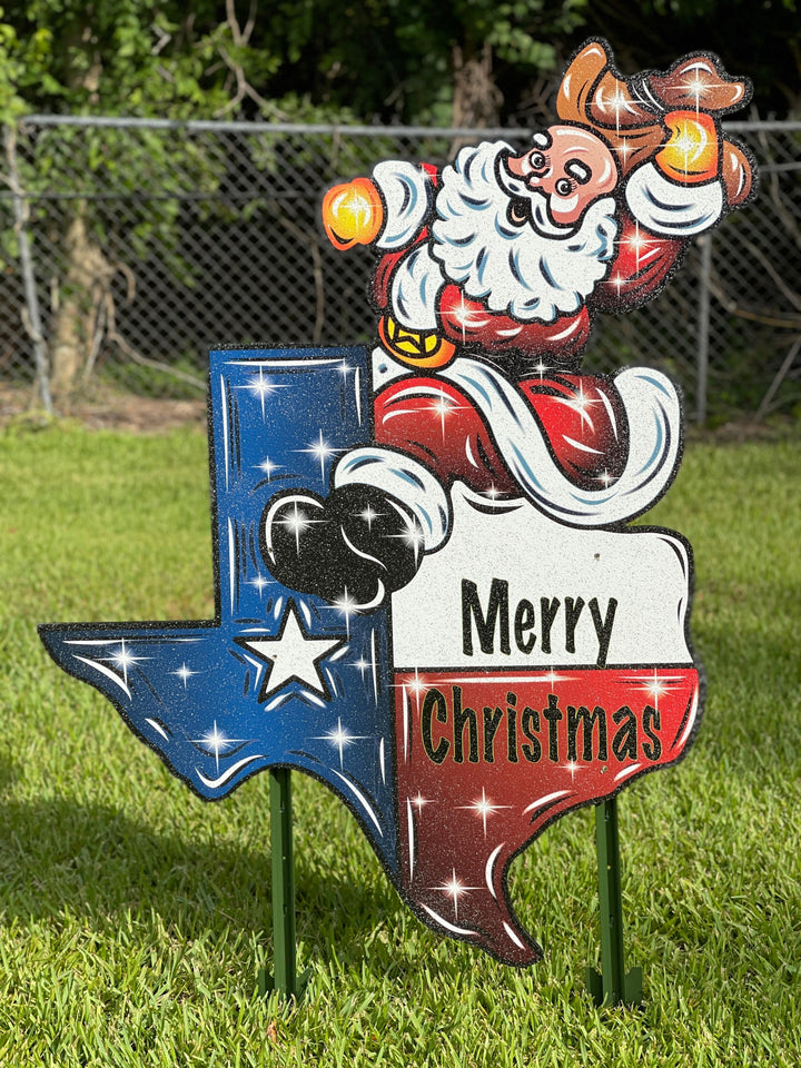 Christmas Santa Clause on Texas Yard Decoration