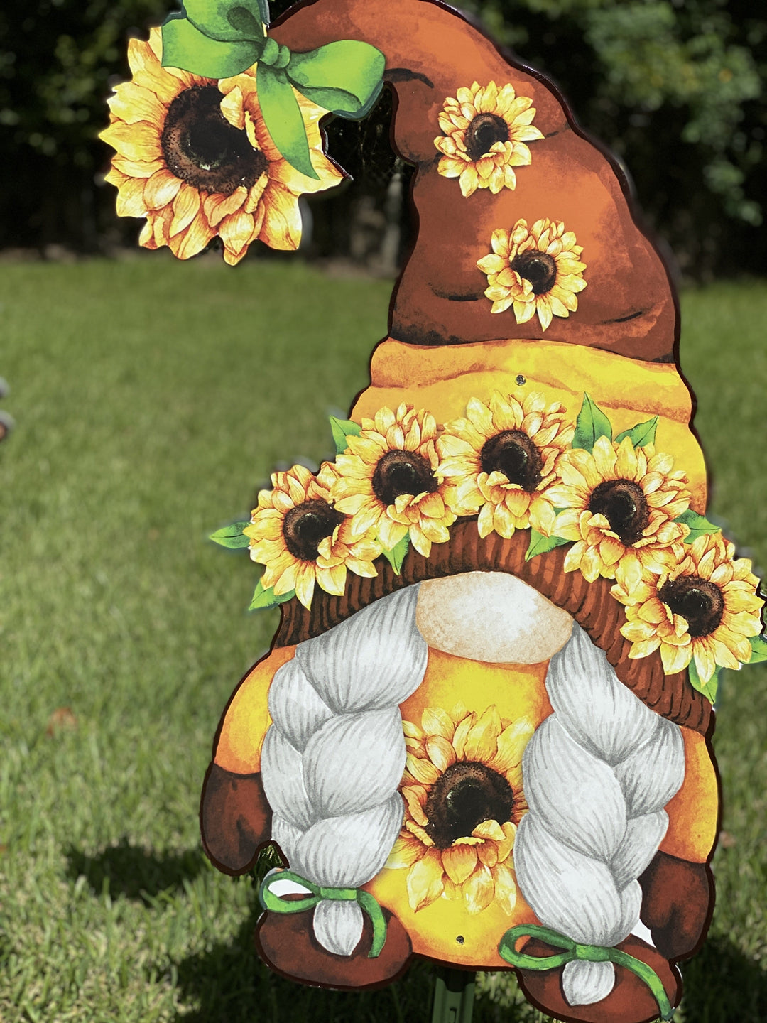 Three Sunflower Gnomes Yard Art Decoration-Sold Separately