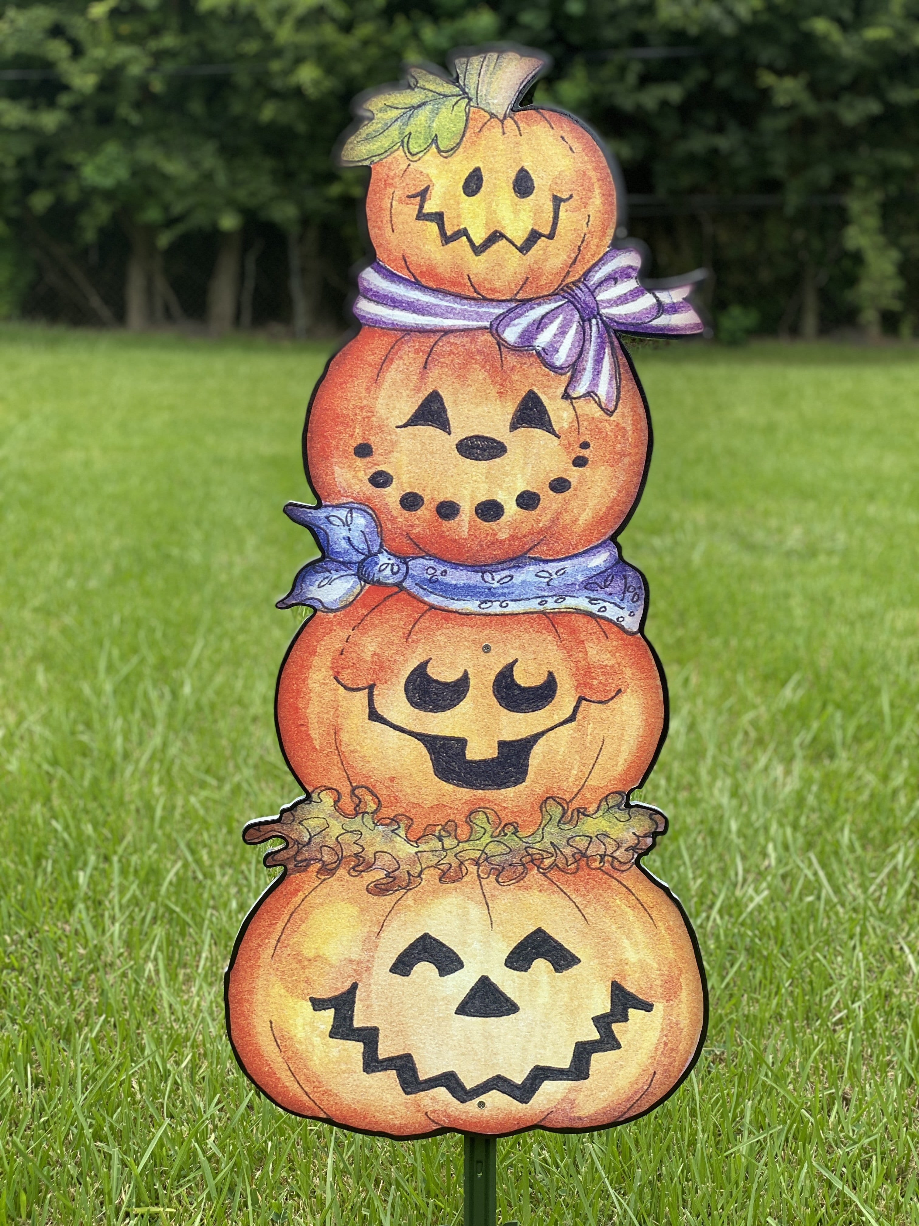 Four Stacked Pumpkins Halloween Yard Art Outdoor Fall Decor – Yard Art ...