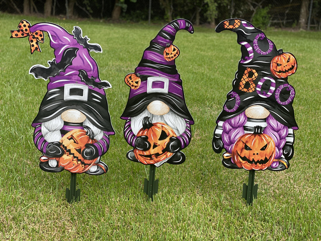 Three Purple Gnomes Halloween Yard Art Decoration-sold separately