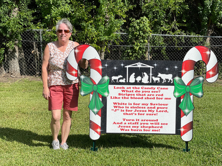 Christmas Candy Cane Sign Outdoor Decoration