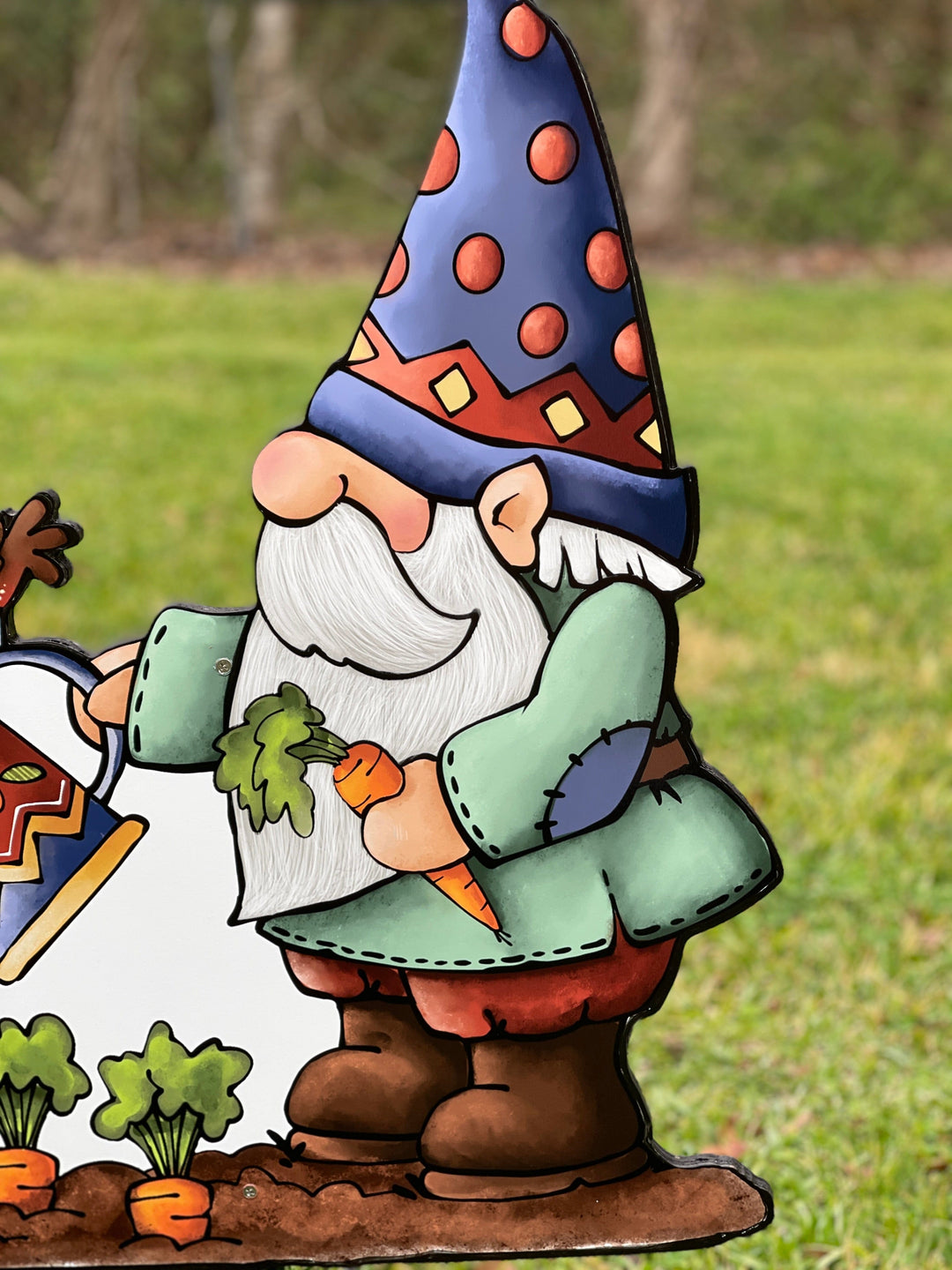 Gnome Waters Carrots Yard Sign Outdoor Decoration