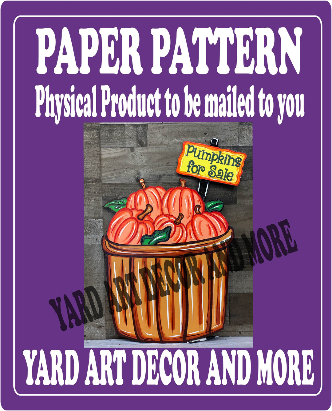 Basket of Pumpkins with Sign yard Art Paper Pattern