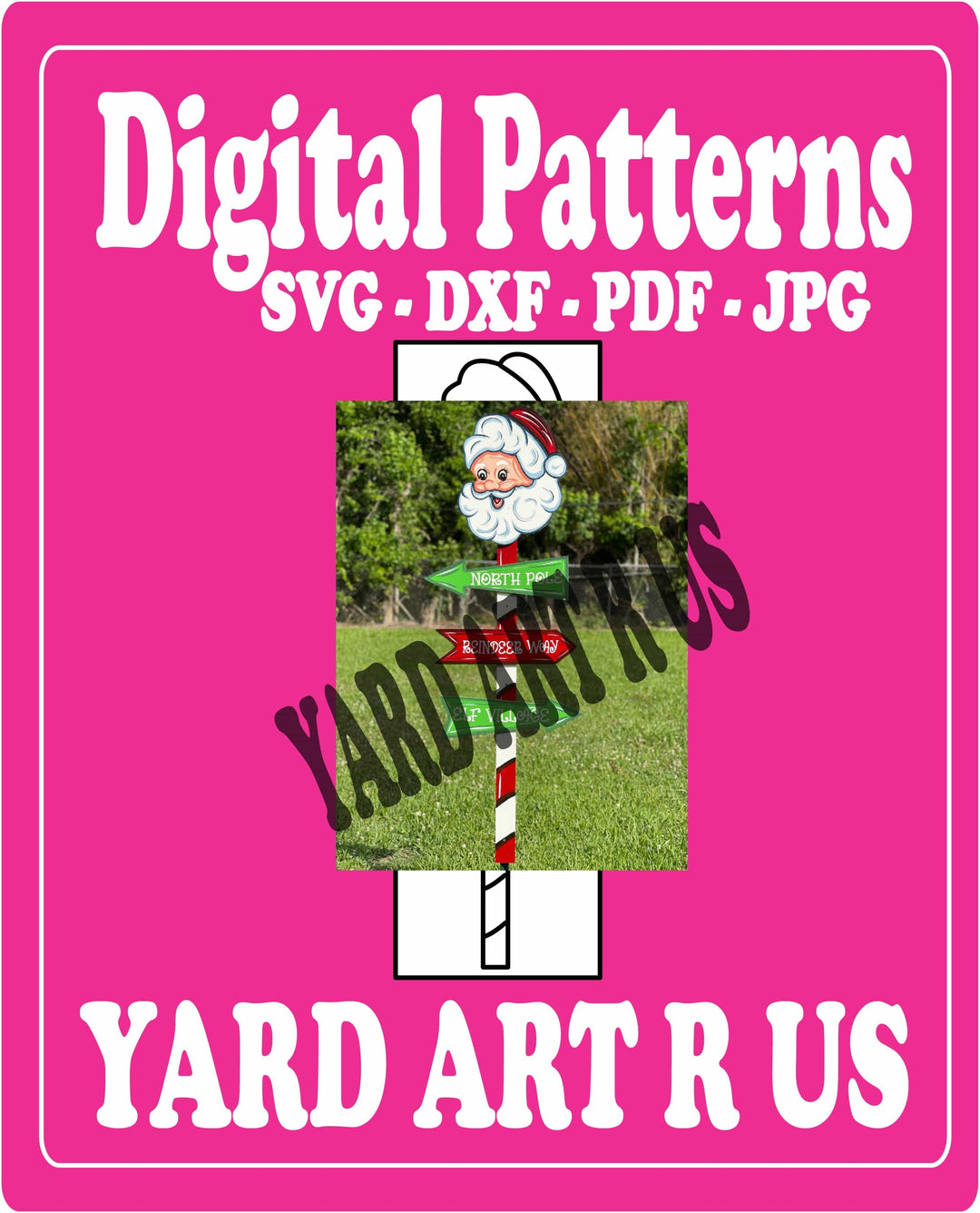 Santa Arrow Pole Sign Yard Art Decoration - SVG - DXF - PDF - JPG Files