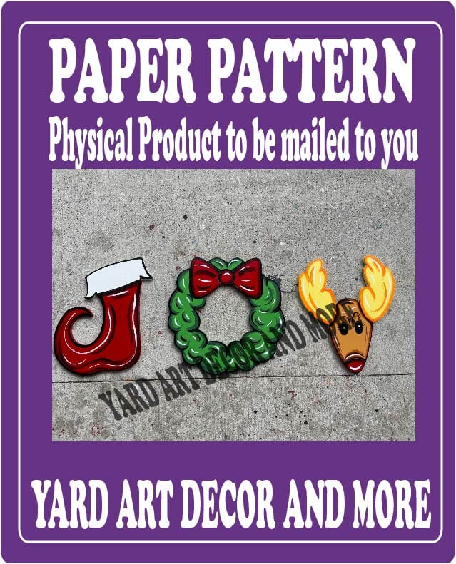 Christmas JOY LETTERS Stocking J, Wreath O, Reindeer Y Paper Pattern