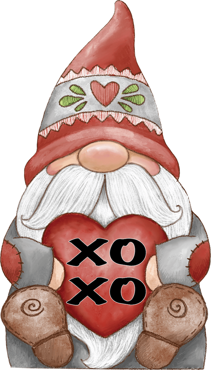 Valentines Gnome Holding a XOXO Heart Yard Sign