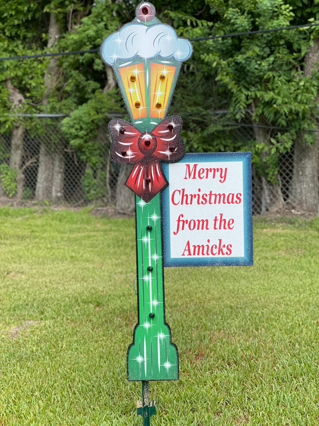 Personalized Lighted Christmas Lamp Post Sign