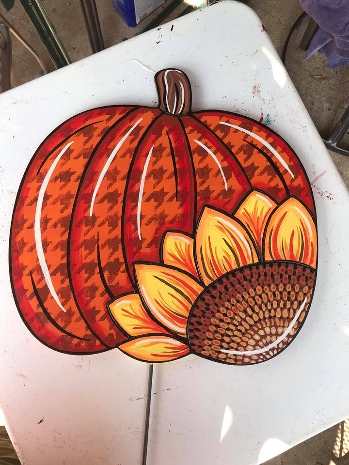 sunflower pumpkin painted yard art design