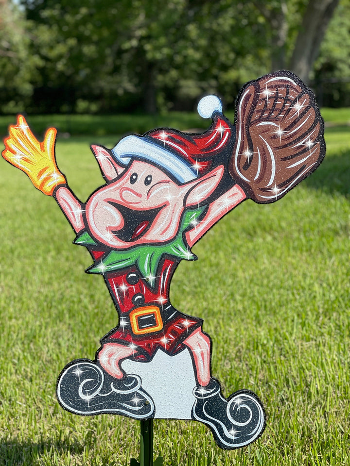 Christmas Baseball Elf Yard Decoration