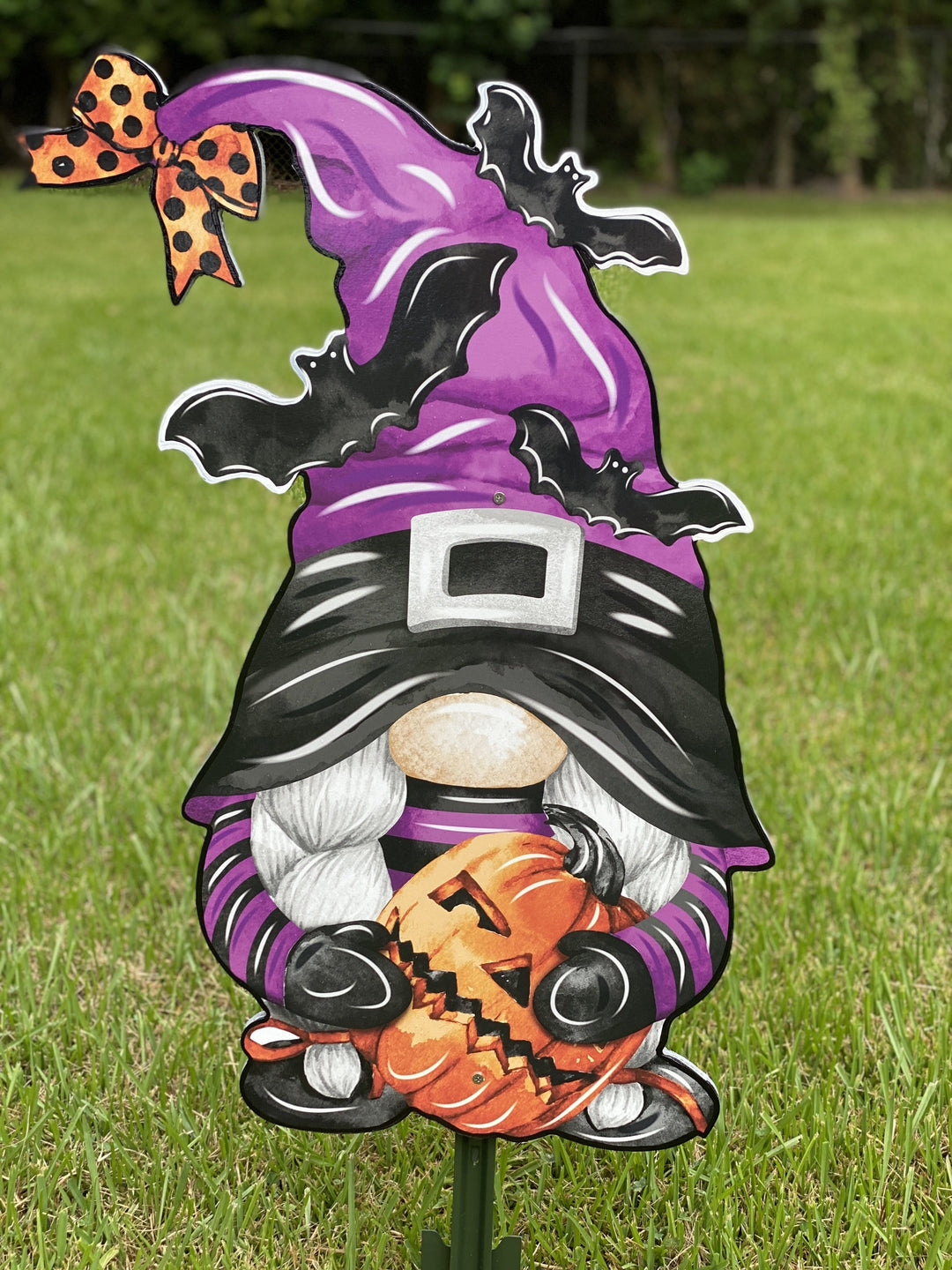 Purple Halloween Gnome Yard Art