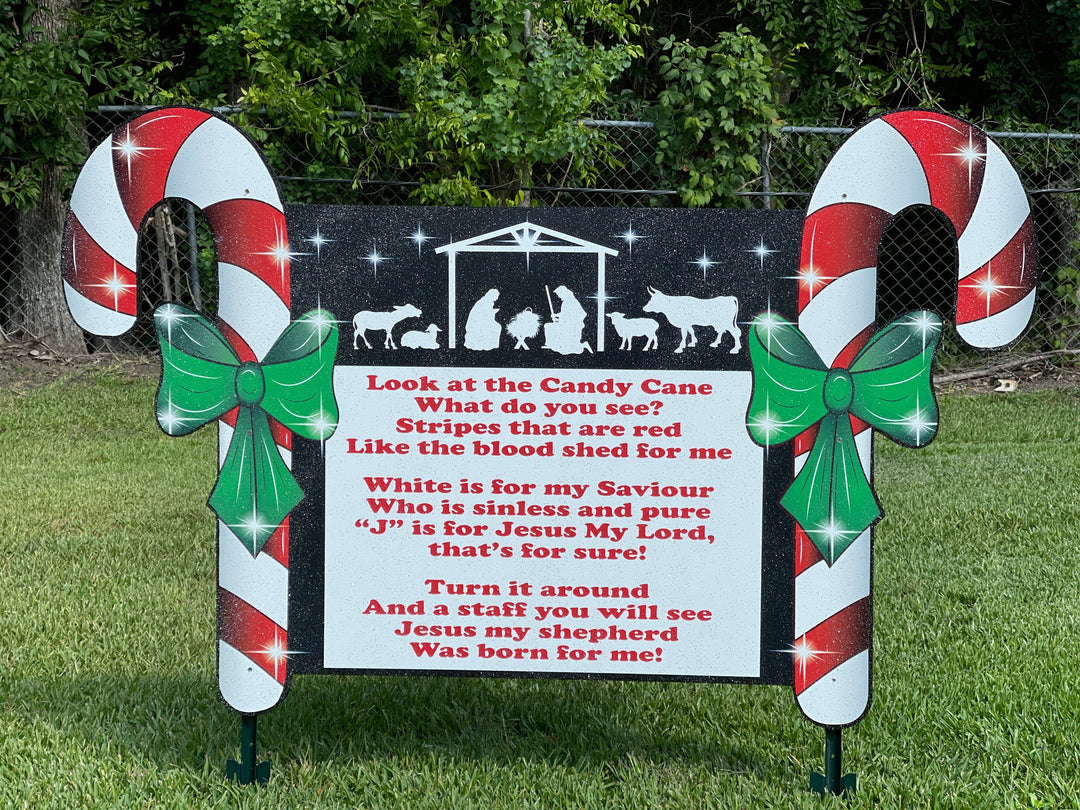 Christmas Candy Cane Sign Outdoor Decoration